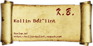 Kollin Bálint névjegykártya